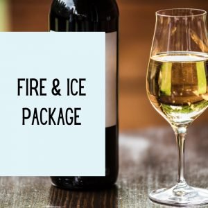 Image of glasses of wine with Fire and Ice Package title.